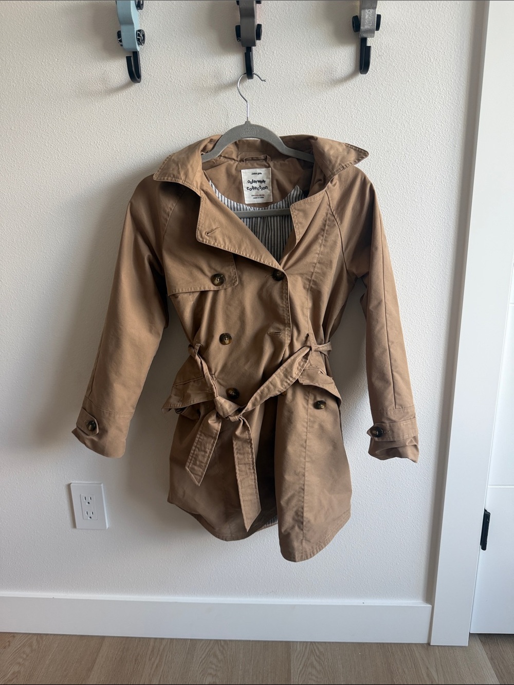 Zara Kids Tan Trench Coat with Waist Tie